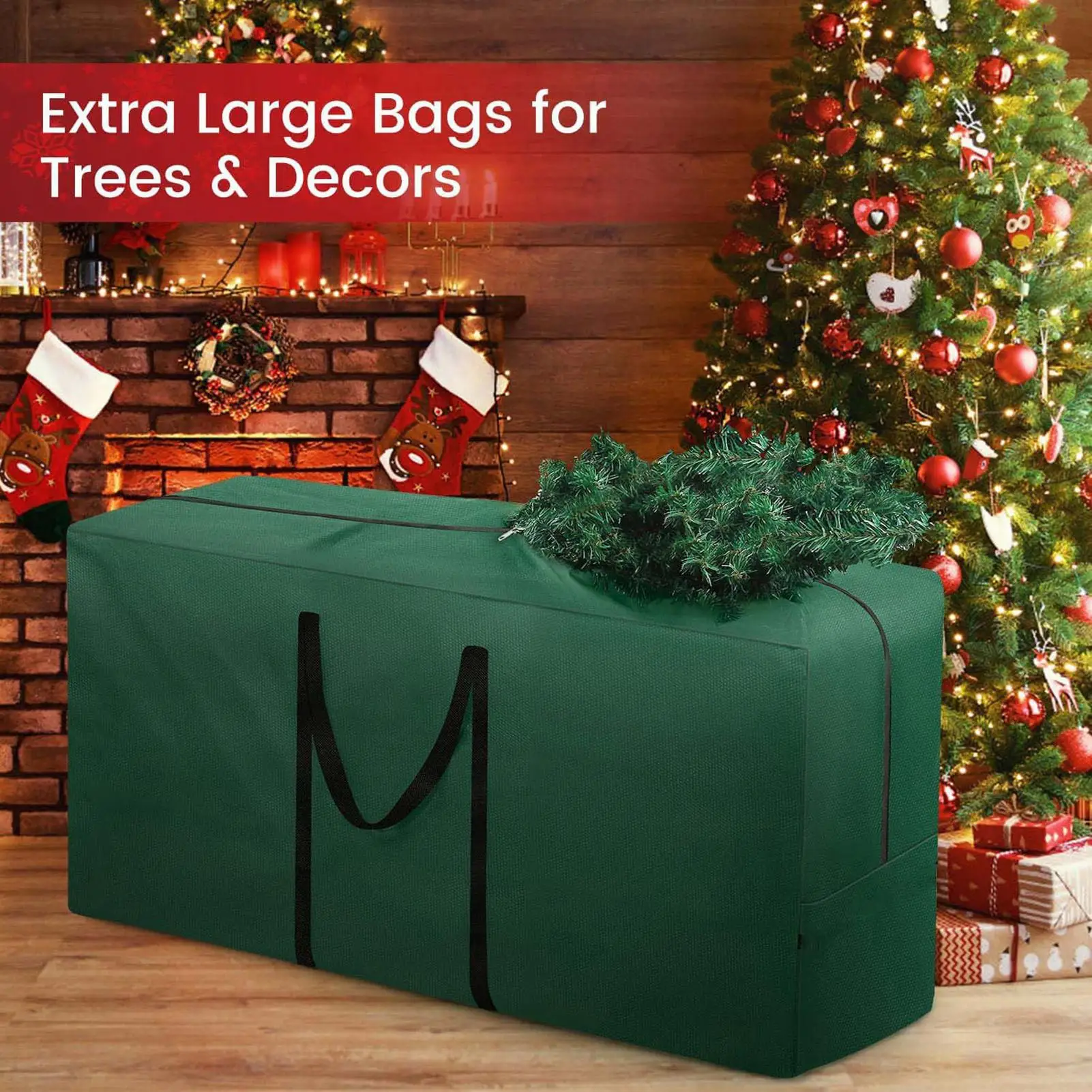 Christmas Tree Storage Bag Waterproof Zippered Bag Holiday Decorations Dustproof Cover Pouch for Costume Props Party Supplies