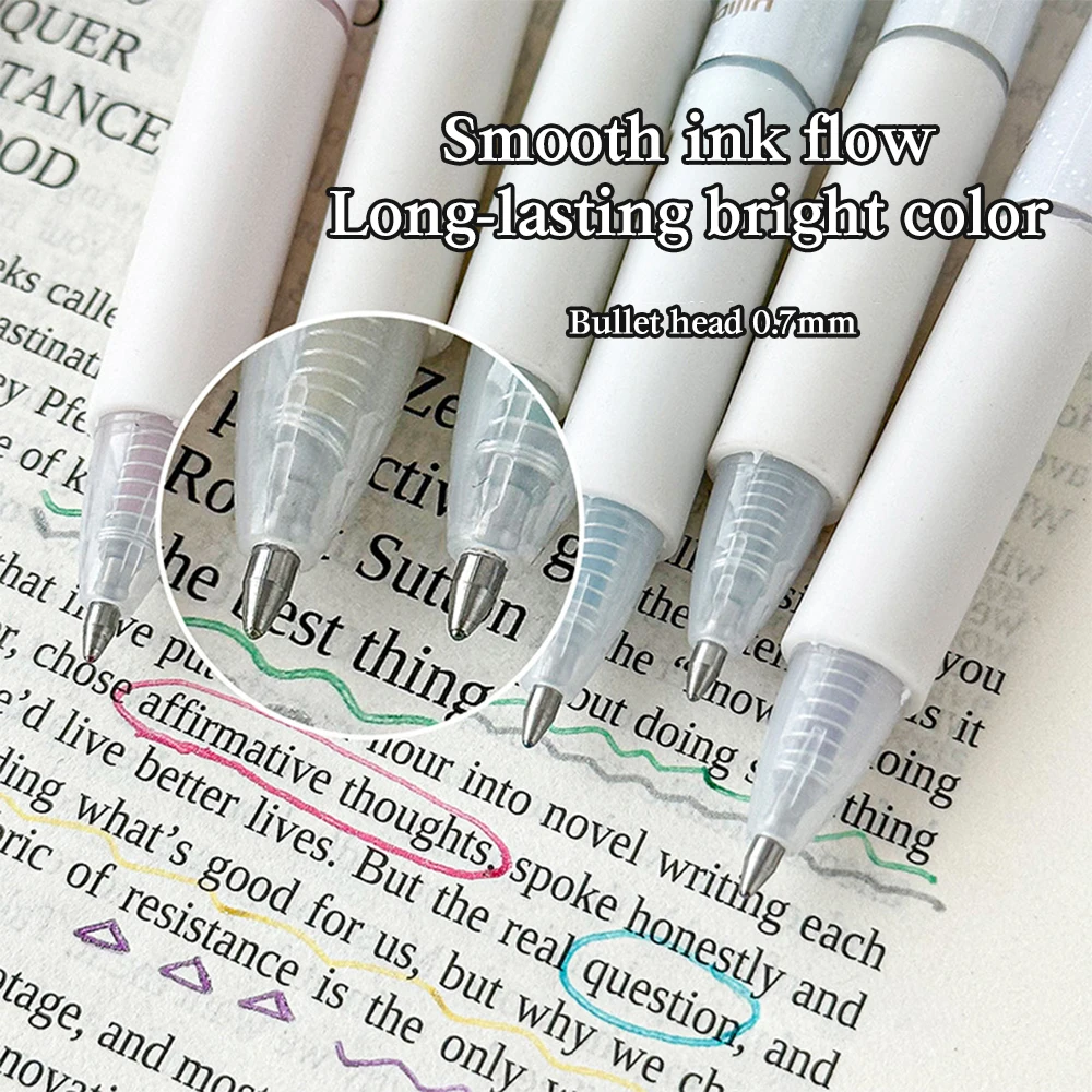 6pcs/set Colorful starry sky Erasable Gel Pens 0.7mm Glitter Neutral Pens Colorful Ink Needle Pens for Writing Stationery Office