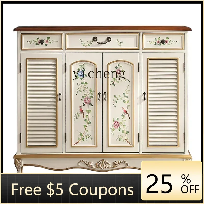 

A1 American painted shoe cabinet household door living room solid wood retro home entrance large-capacity