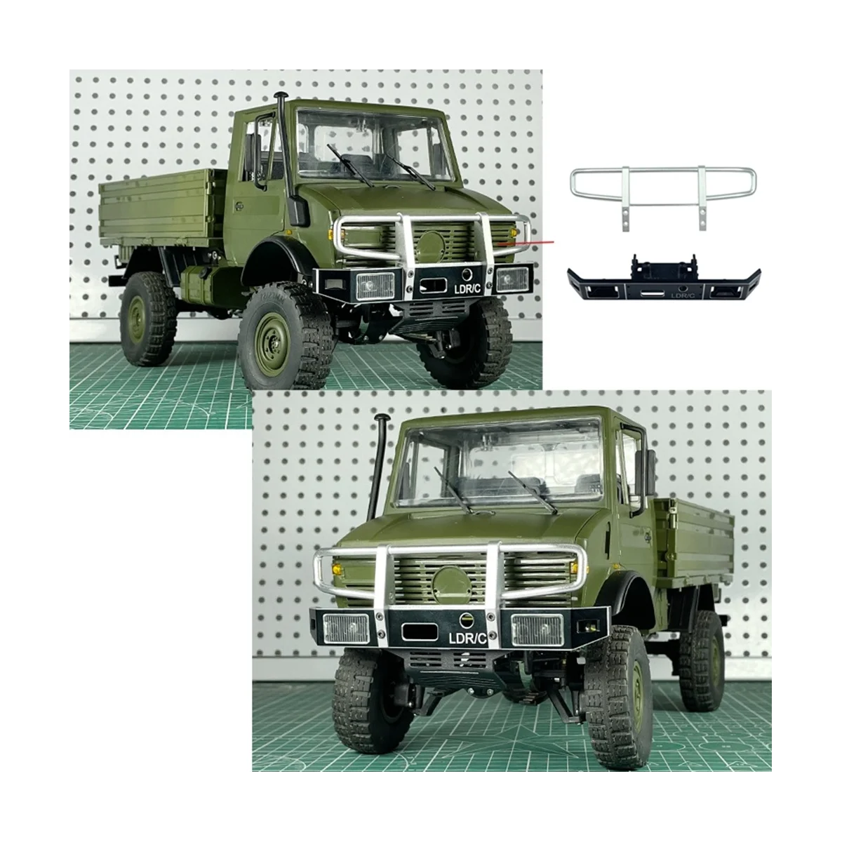 LD-P06 Metal Front Bumper for LDRC LD-P06 LD P06 Unimog 1/12 RC Truck Car Upgrades Parts Accessories,Silver