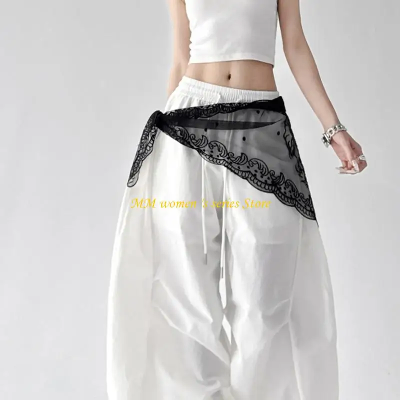 Q39C Delicate Lace Waistband Hip Wrap Scraf Waist Cincher For Women Daily Outfit Theme Party And Dress Pants Outfit Enhancer
