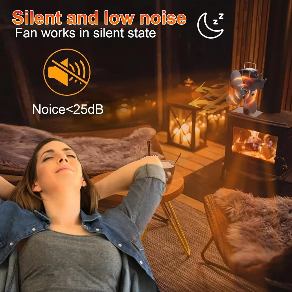 4-Blade Wood Stove Fan for Efficient Heat Circulation and Silent Operation