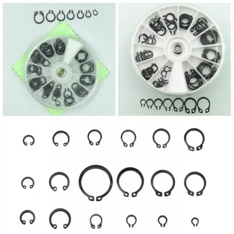 70 Stück externe Sicherungsringe E-Clip Unterlegscheiben Snap Sicherungsring Kohlenstoffstahl Sortiment Kit – Detail 1