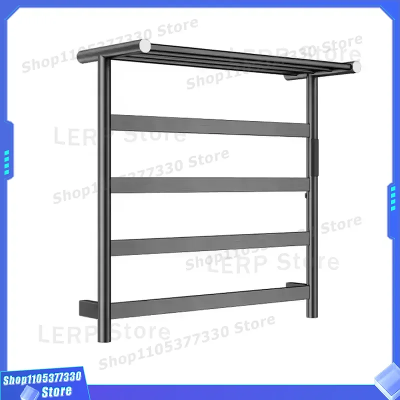 304 Stainless Steel Electric Heated Towel Rack Wall Mounted Gray Ladder Style Modern Bathroom Warmer for Home Decor Gray Wall