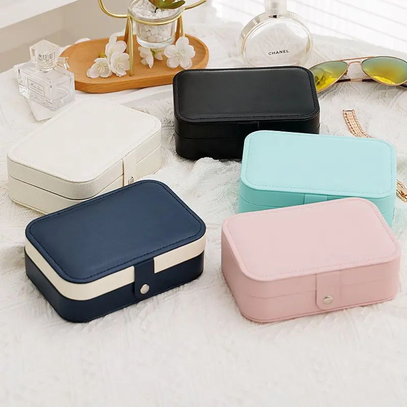 Portable Jewelry Storage Box Travel Organizer Jewelry Case Leather Storage Earrings Necklace Ring Jewelry Organizer Display