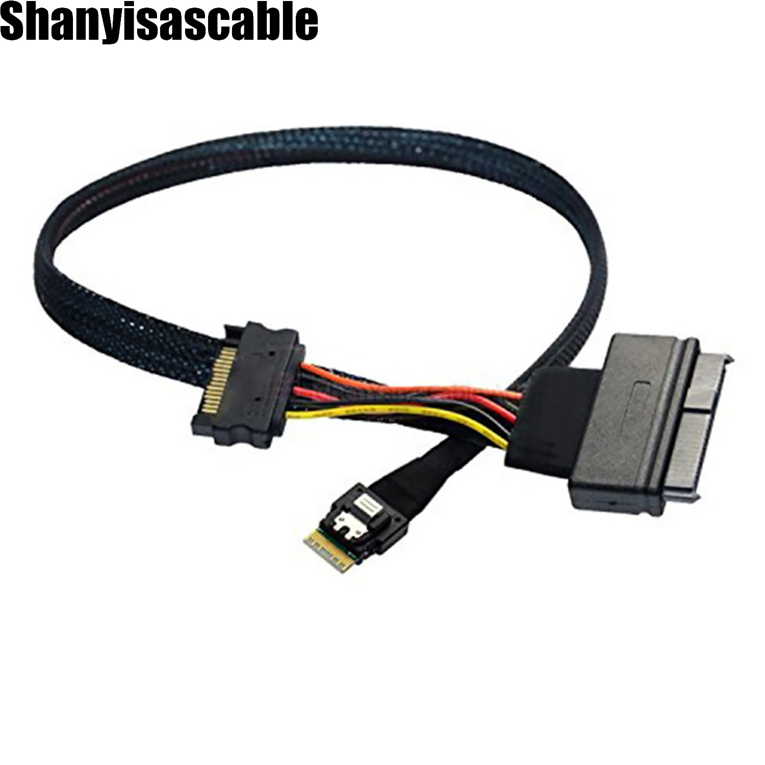 1.0M PCIE Slimline SAS 4.0 38pin SFF-8654 4i 38pin Host to 4X SFF-8639 with 15P SATA  Power Cable