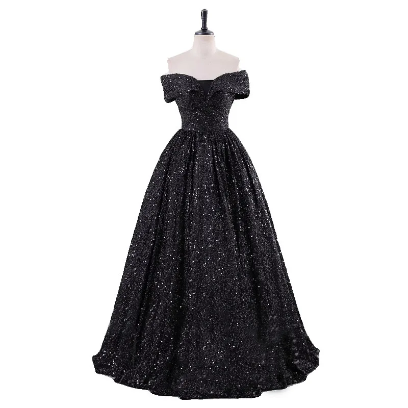 فستان سهرة جديد بكتف واحد لعام 2025 مع فستان أداء امتحان فني ترتر للحفلات الموسيقية السنوية تنورة منتفخة للمضيف المسرح المنفرد