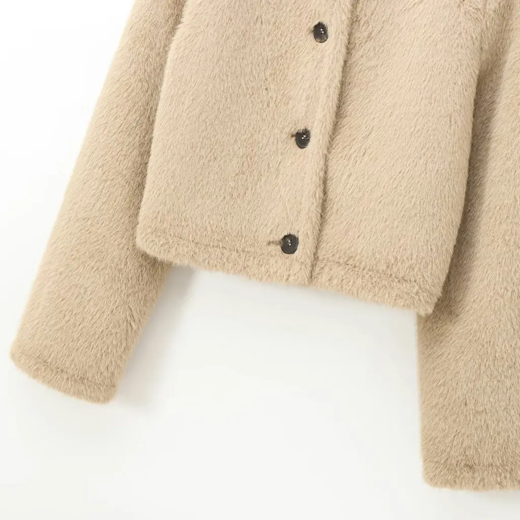

Women's Trendy Faux Fur Effect Short Jacket Coat Autumn Winter New European American Style Top by Hot Selling