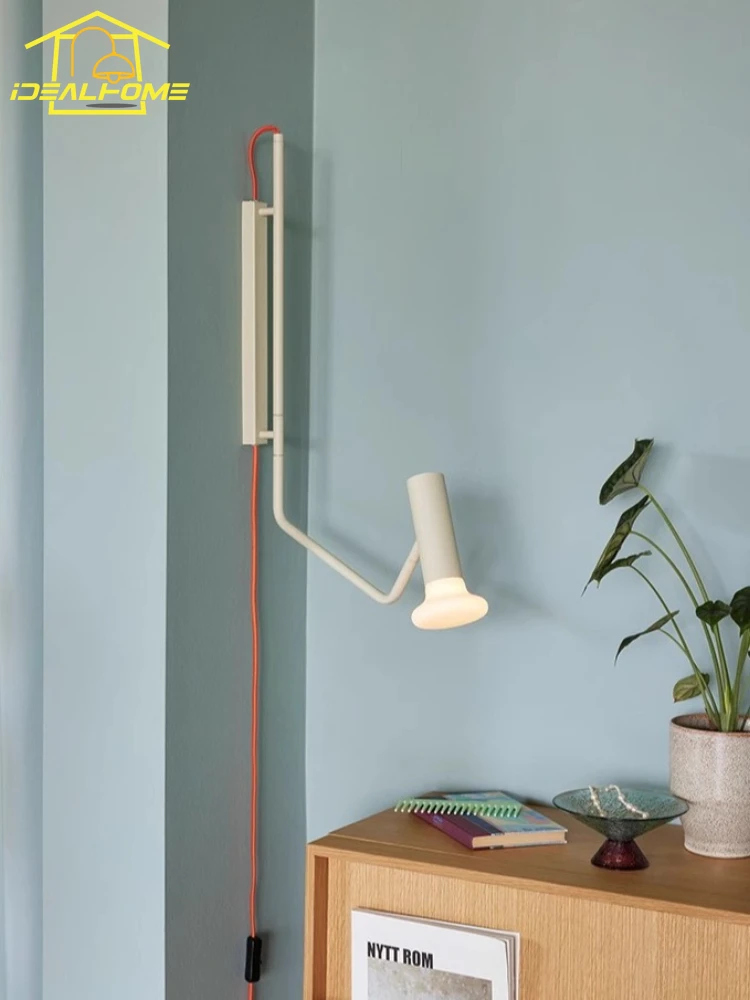 

Nordic Designer Adjustable Long Pole Swing Arm Wall Lamp LED Modern Minimalist Wall Mounted Living/Model Room Bedroom Study Cafe