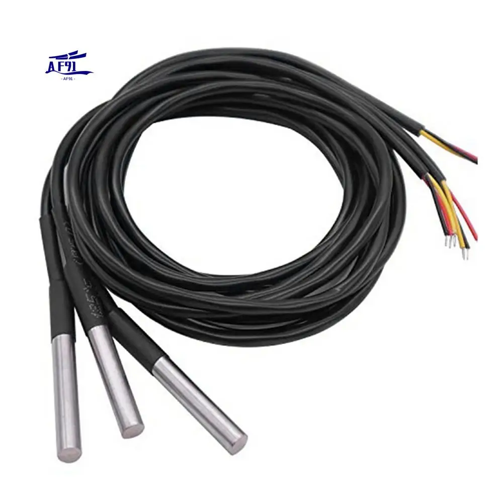 

AF91-4Pcs DS18B20 Водонепроницаемые датчики температуры Длина 1 м Цифровой термодатчик из нержавеющей стали Контроллер температуры