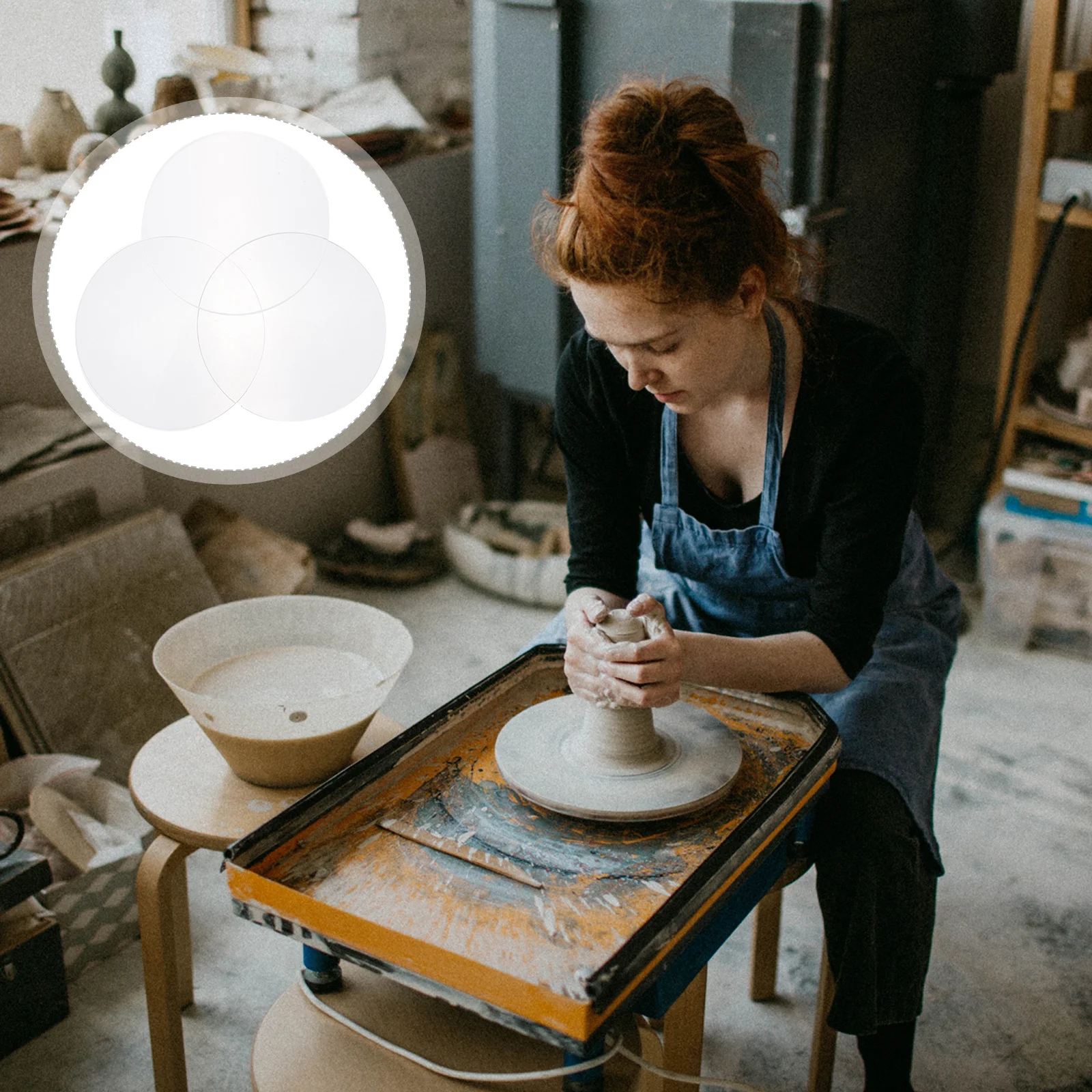 

3Pcs Transparent Acrylic Clay Pressing Plates Round Boards DIY Clay Modeling Tools Pottery Supplies Acrylic Discs