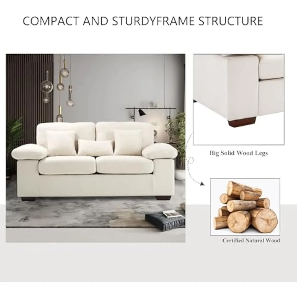 Sofa Kursi Empuk, Sofa Kursi Cinta 73 "Sofa Ruang Tamu dengan 3 Bantal, Bantal Kursi Chenille Nyaman Modern Berlapis Sofa Kamar Tidur