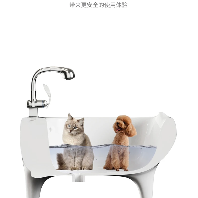 

Bathroom Baby Ceramic Bath Tub Bucket Pet Mini Bathtub Teddy Dog Cat Pull-out Faucet