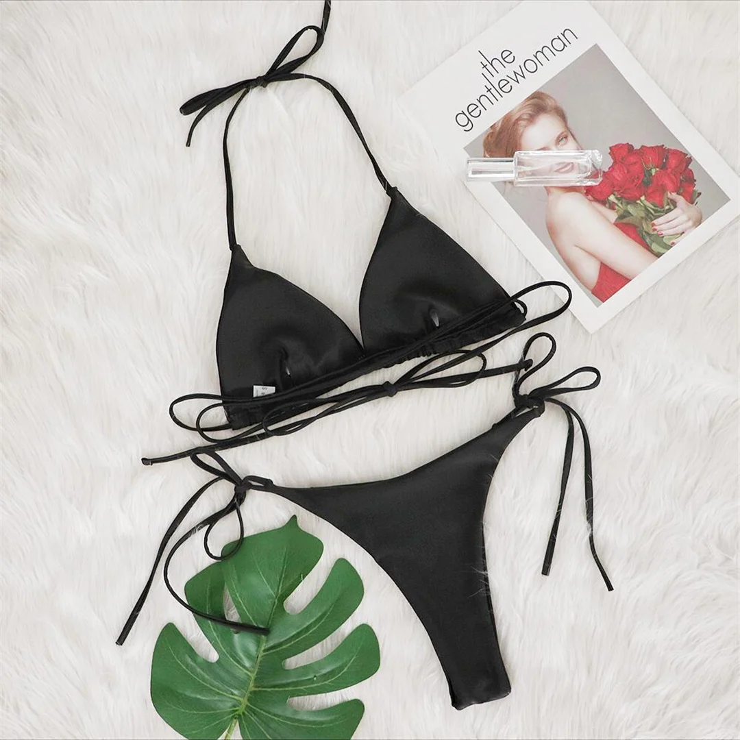Glänzender Strass-Bikini mit Wickel-Design und Neckholder, Damen-Badeanzug, zweiteiliges Bikini-Set, Badebekleidung, Badeanzug, Modell V4906 – Detail 8