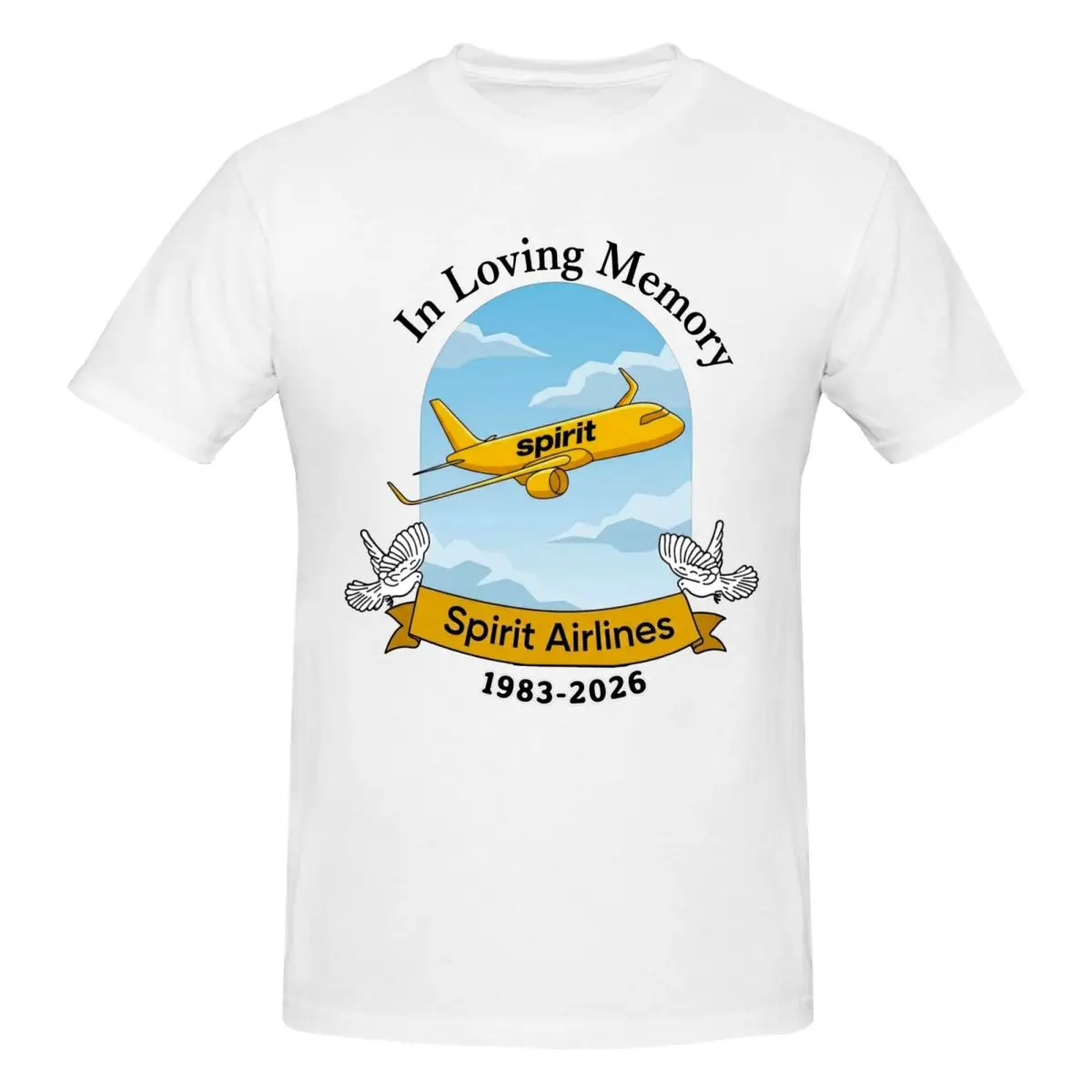Men RIP Spirit Airlines 1983-2026 Funny Awesome T Shirt Vintage O-neck Cotton Anime Shirt