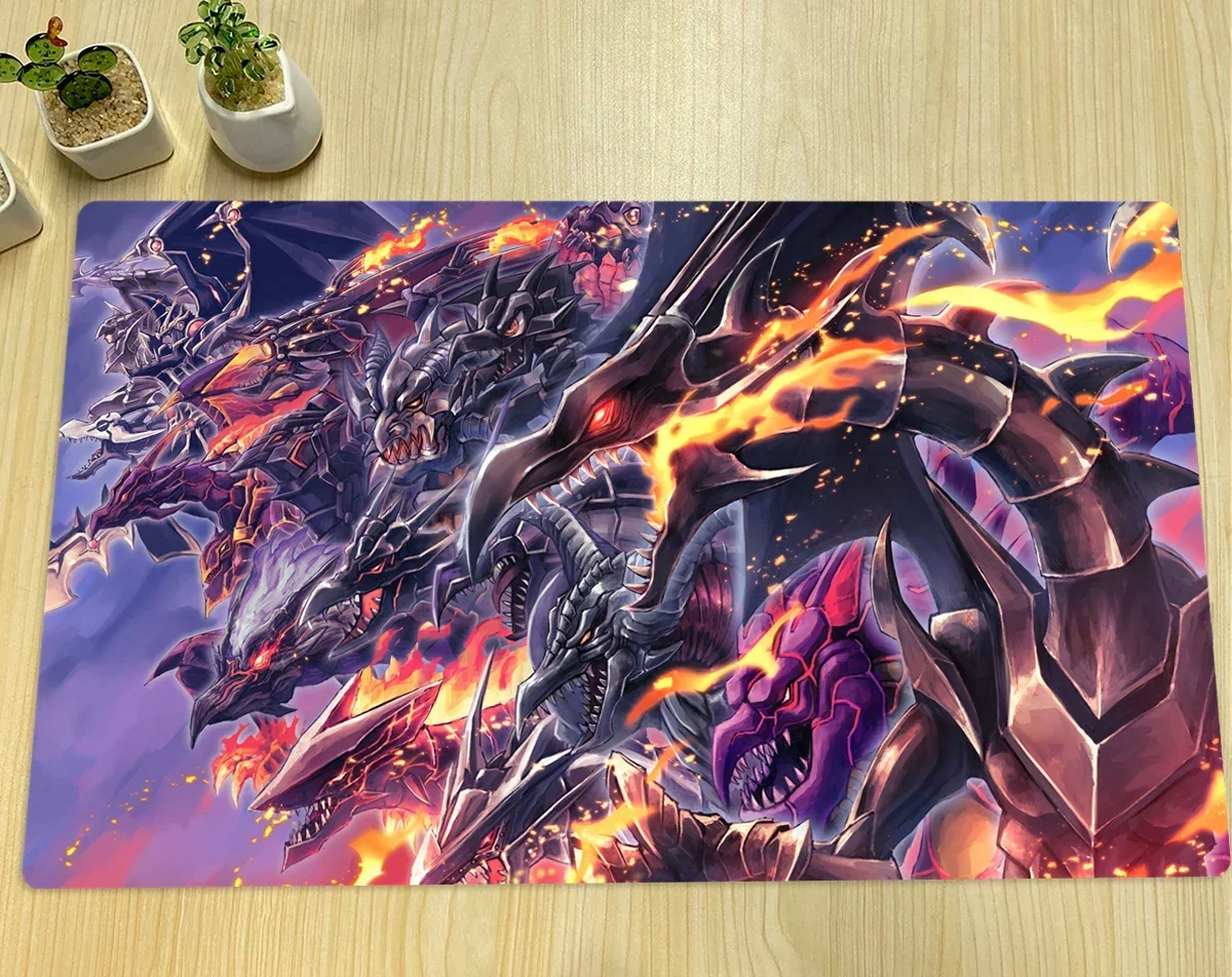 YuGiOh Red - Eyes Black Dragon TCG Mat CCG Duel Playmat Trading Card Game Mat Anime Rubber Mouse Pad Zones Free Bag 600x350x2mm