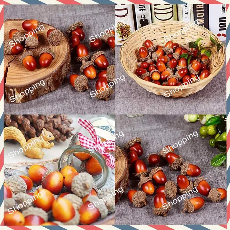 M20K 200 個ミニ人工ドングリ、秋の感謝祭ハロウィーンの装飾用の天然キャップ付きバルク、結婚式の装飾使いやすい