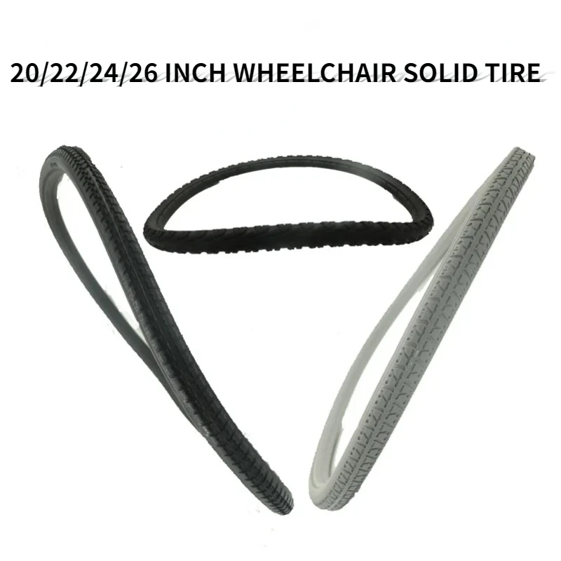 20 22 24 26 Inch Wheelchair Accessories Tire Outer Solid 20 22 24 26x1 3/8 26x1.95Non-pneumatic Rear Wheel