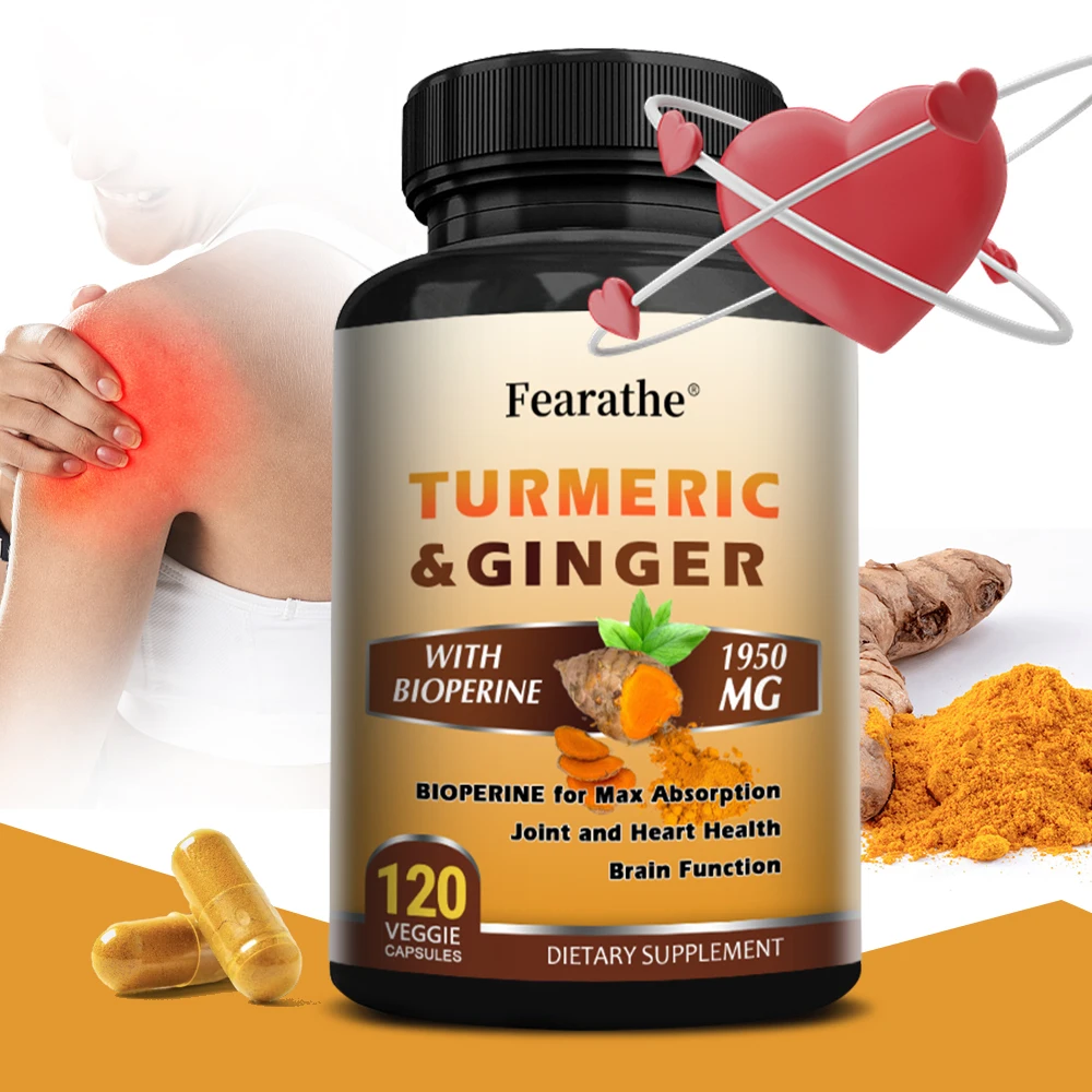 Curcumin with BioPerine & Ginger 95% Curcumin 1950mg - Black Pepper for Better Absorption, Natural Joint Immune Heart Supplement