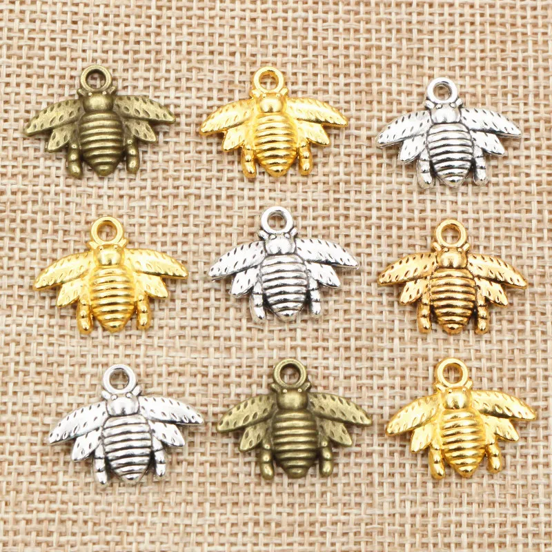 30 szt. Pszczele Charms 20x16mm tybetańskie posrebrzane brązowe złote wisiorki antyczne biżuteria do robienia ręcznie robionych rękodzieła