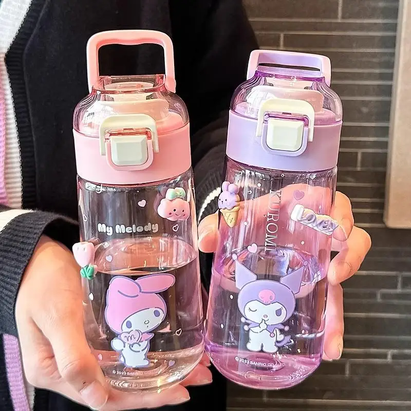 

Kuromi Children Cartoon Water Cups Student Sanrio Nice Appearance Summer Portable Straw Plastic Cup Kawaii Birthday Gift