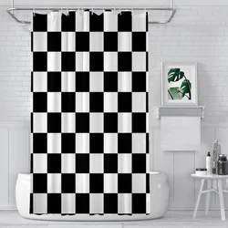 CHECK Pattern Shower Curtains  Waterproof Fabric Funny Bathroom Decor with Hooks Home Accessories