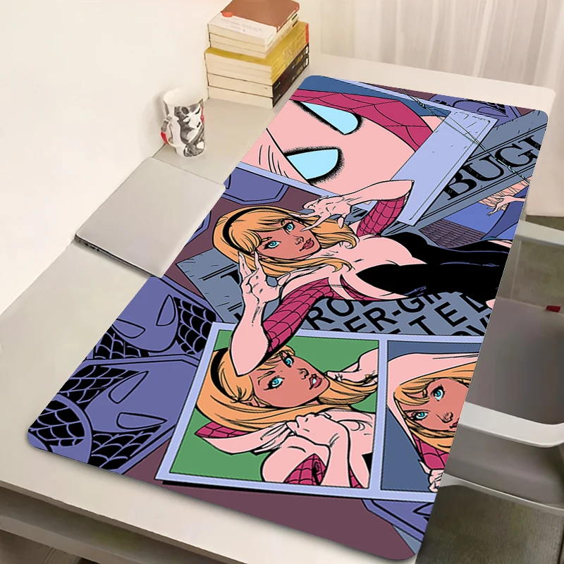 Marvel homem-mulher gwen grande xxl computador pc gaming mouse pad hd gamer tapetes de mesa teclado mause pad muismat tapetes de jogo de mesa