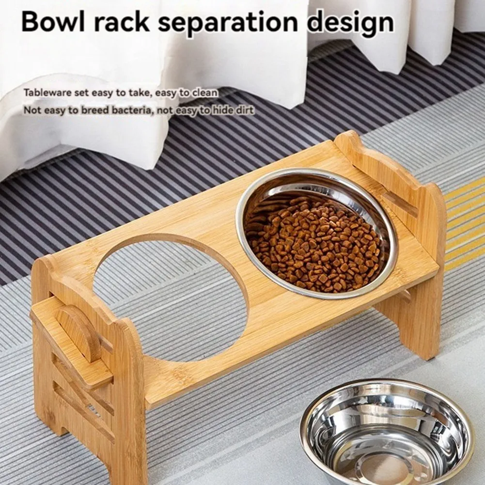 

ABEZ бамбуковые приподнятые миски для собак, регулируемые поднятые миски для корма для щенков и кошек, держатель для воды, кормушка для кроликов для маленьких и средних домашних животных