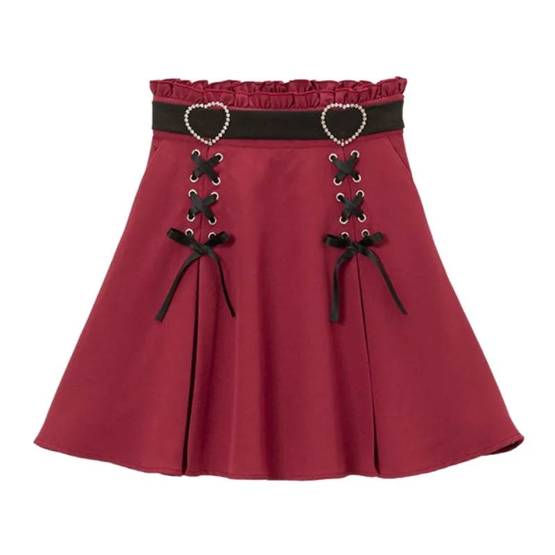 Jirai Kei Skirt Japanese Cute Mine Style Cosplay Costume Dress Red Black Pink Kawaii y2k Oversize Plus Size Kawaii Sweet Girly