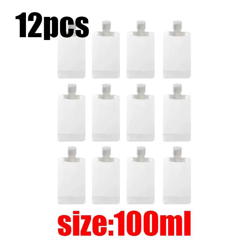 3-12PCS 30/50/100ML Reise Größe Leere Squeeze Beutel Nachfüllbare Shampoo Toilettenartikel Conditioner Auslaufsicher reise Beutel