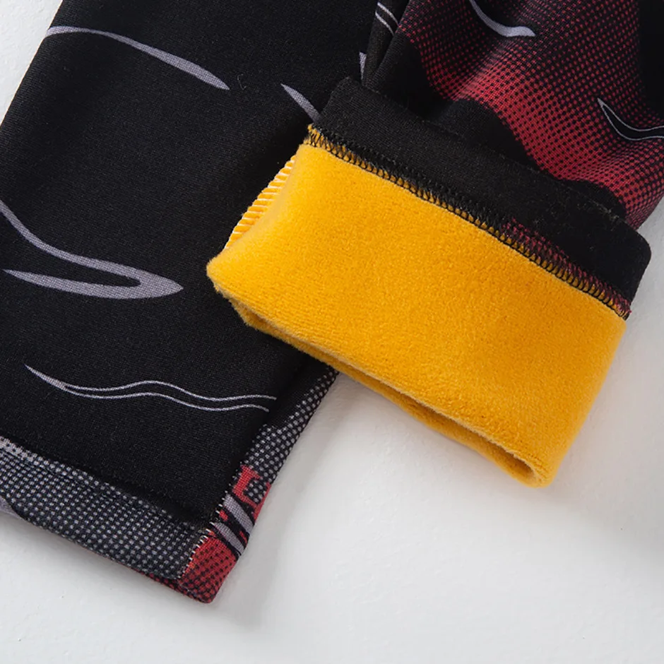 Herren Herbst-Winter Thermo-Unterwäsche-Set Goldenes Fleece Verdickte Europäische und US-Größen Modisch Bedruckte Lange Unterhosen Warme Basisschicht Oberteil – Detail 11