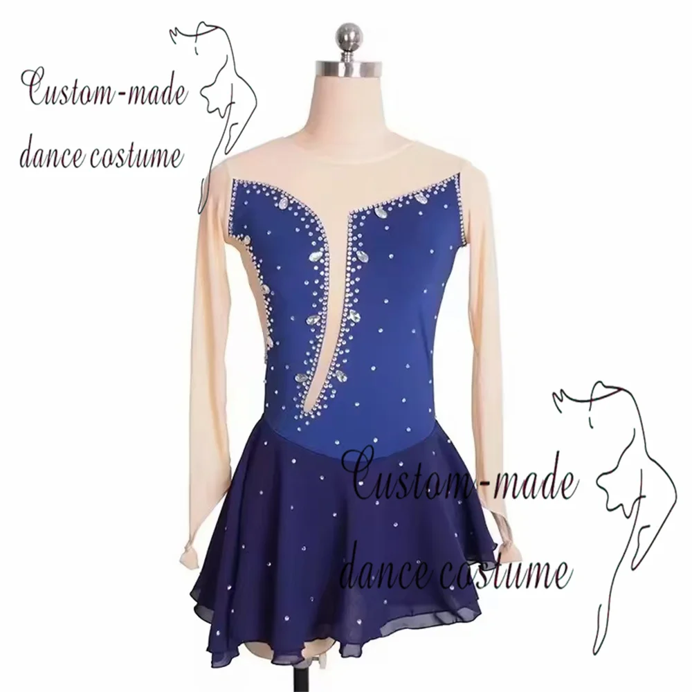 Custom adult and children's figure skating costumes made of nylon mesh for performances