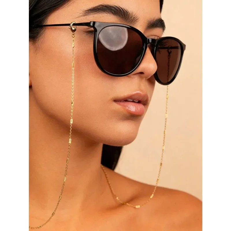 1 pieza, cadena de gafas retro simple con cadena dorada para mujer/cordón para gafas de moda, accesorios de estilo urbano dos en uno, regalo.mmm