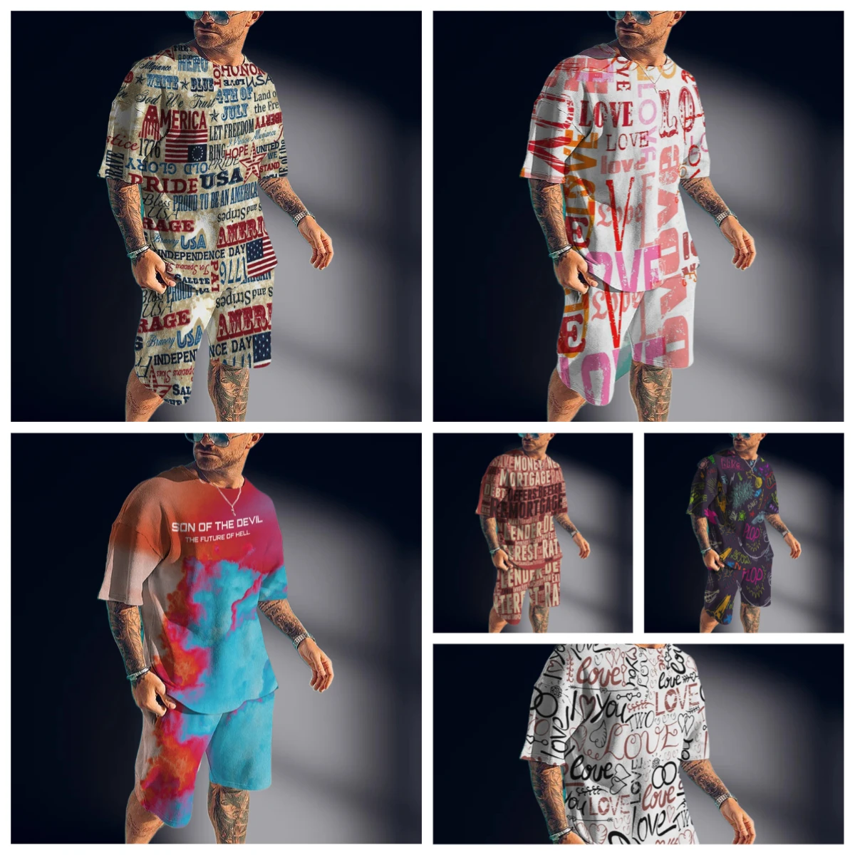

Мужская футболка с принтом всего тела, повседневная мода, роскошный стиль, полный комплект одежды, уличная одежда, шорты на шнурке, новинка лета 3d