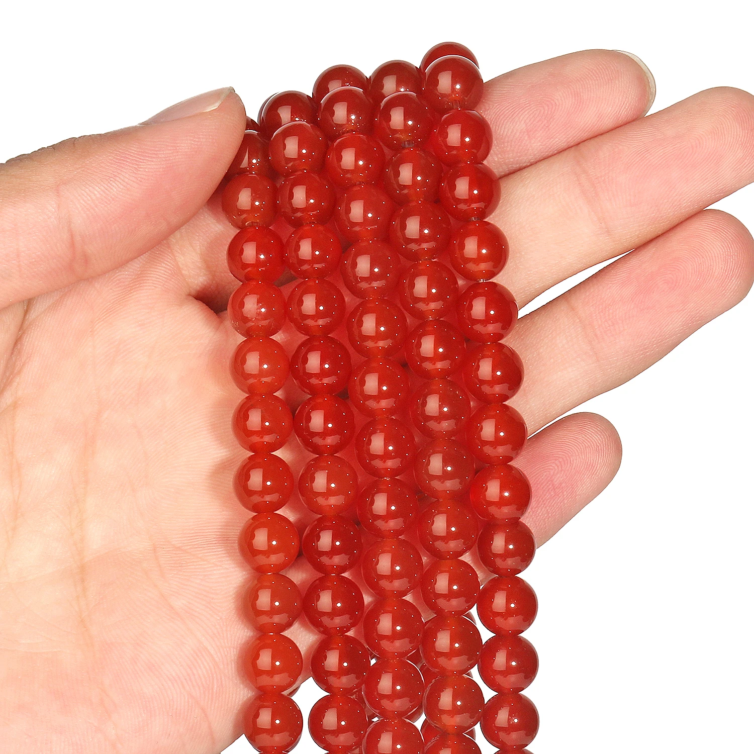 Großhandel Natürliche Rote Achat-Karneol-Steinperlen 4-12mm Runde Lose Perlen für Schmuckherstellung DIY Armband-Zubehör – Detail 2
