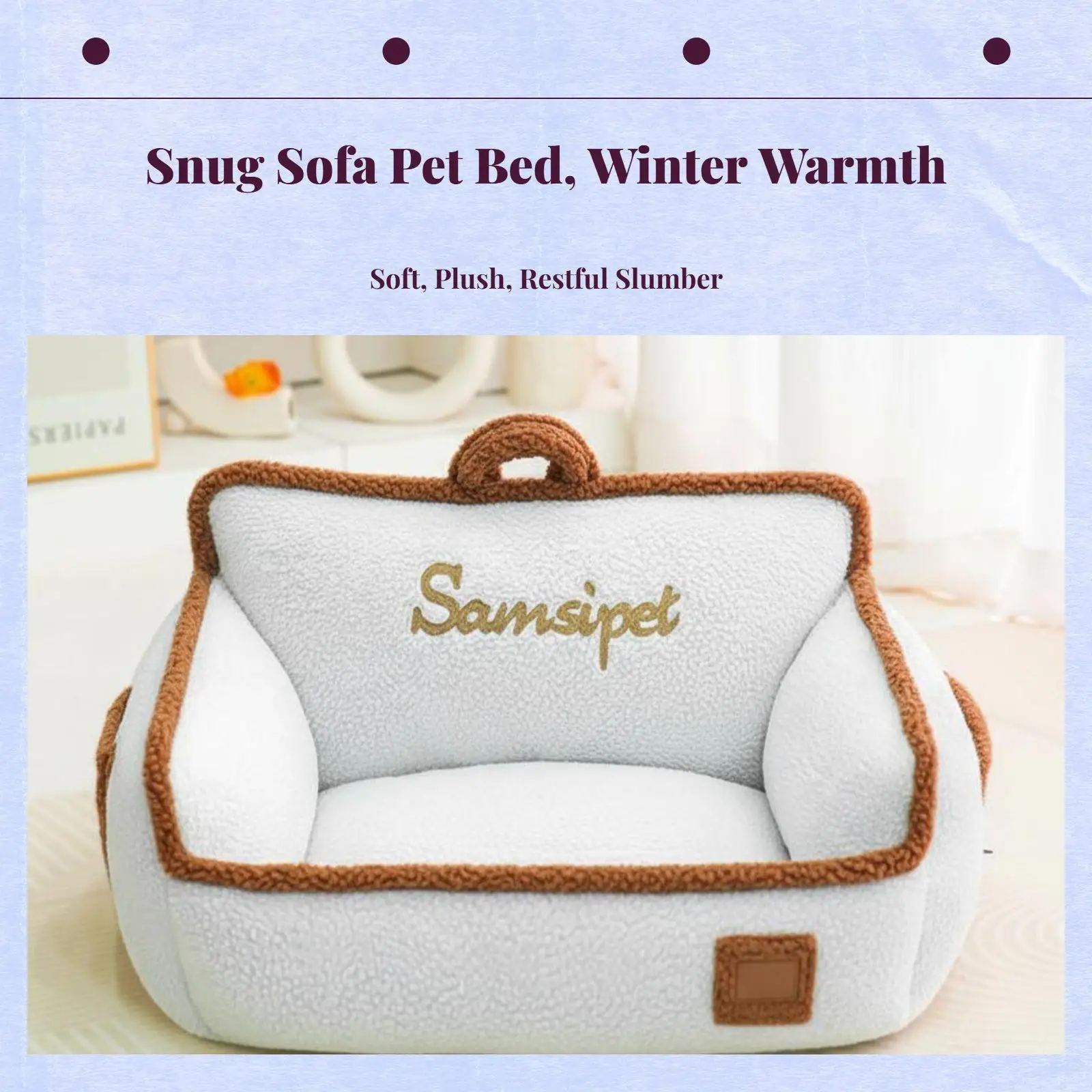Warm Plush Dog Bed Removable Machine Washable Fleece Mat Anti Slip Base for Small Pets Indoor Sofa