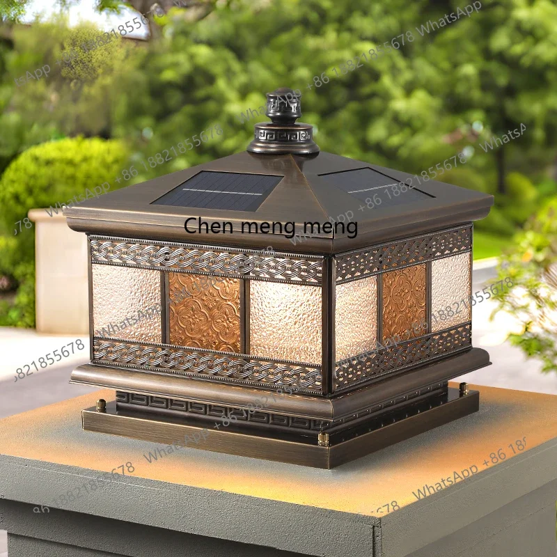 All-copper solar column head Outdoor pillar Villa Garden Outdoor gate Door pillar Walled courtyard R