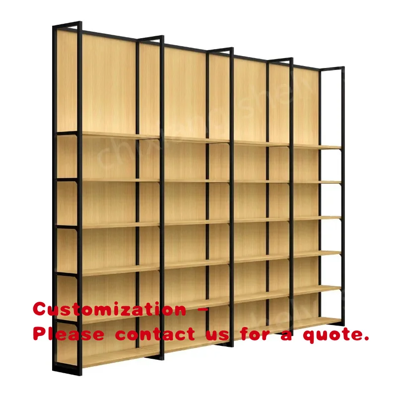 custom.Light-duty Single-sided Shelving Supermarkets, Adjustable and Removable Market Shelves,Wooden Gondola Racks
