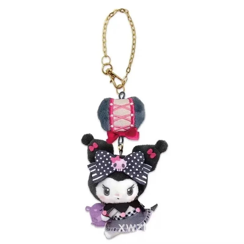 My Melody Kuromi Sanrio Wave Point Bowknot Side Body Attire Cartoon Keychain Bag Pendant Plush Doll Birthday Gift for Friend view 4