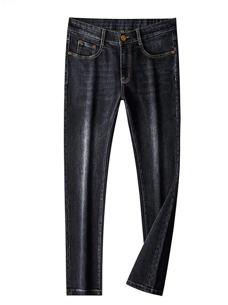 

Men's Embroidered Slim Fit Casual Jeans Spring Summer Thin Elastic Autumn Winter Thi Wear Resistant Long Pants