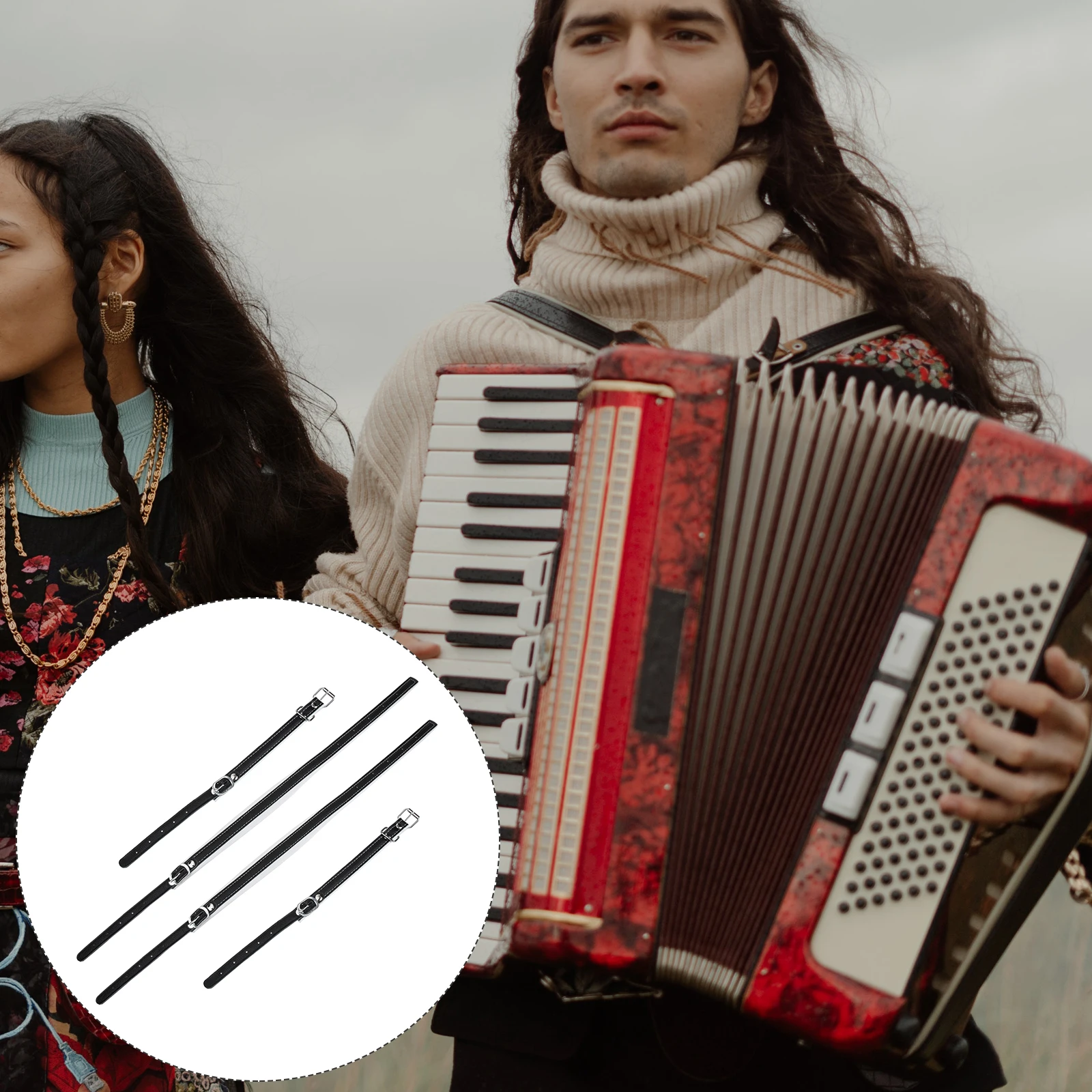 

1 set Premium Adjustable Accordion Shoulder Strap Durable Ergonomic Design Comfortable for Adult Kids Black Left Hand Use Wear