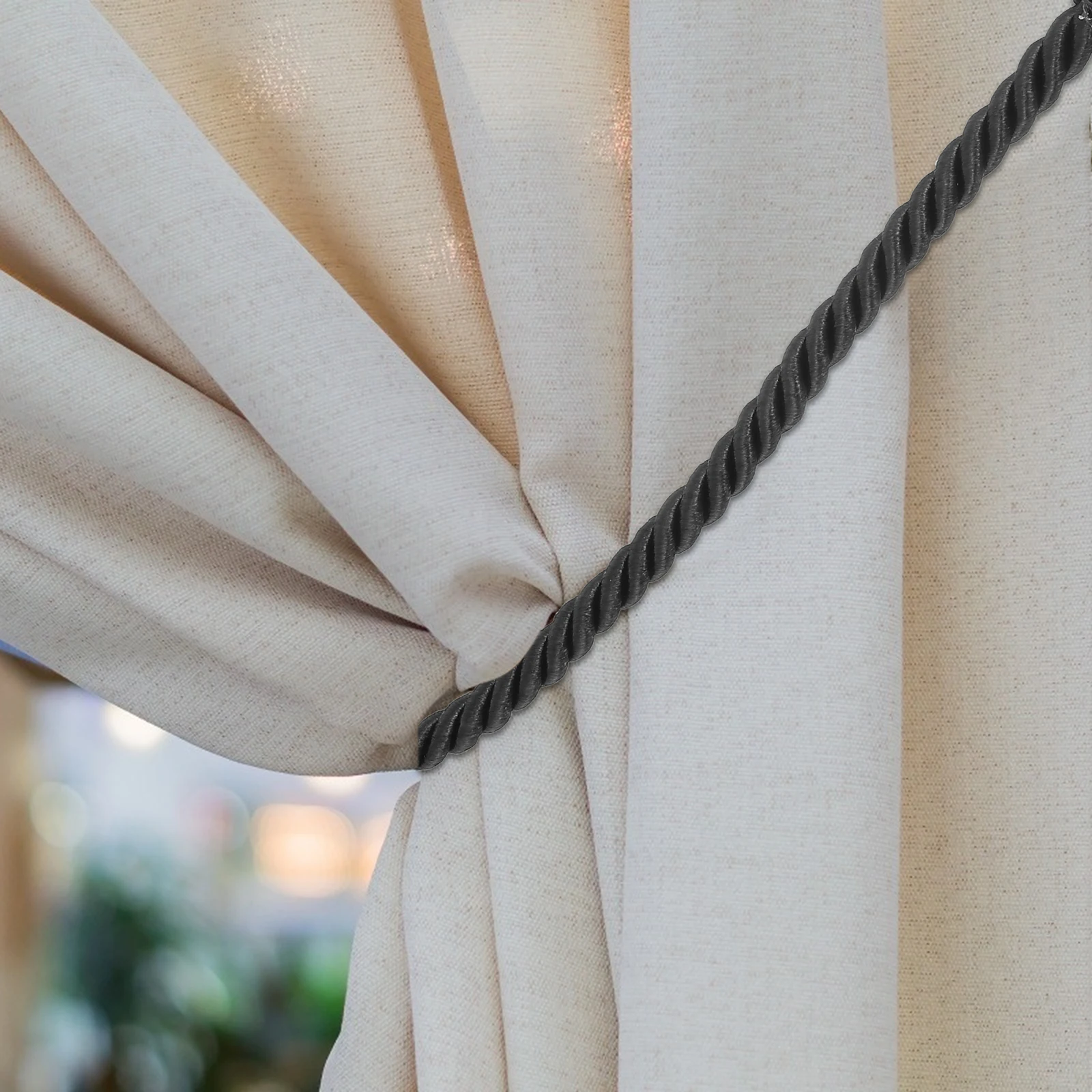 

2Pcs Curtain Hemp Solid Color Decorative Chic Curtain Rope Window Drapes Accessories Strong Hold Sheer Tiebacks