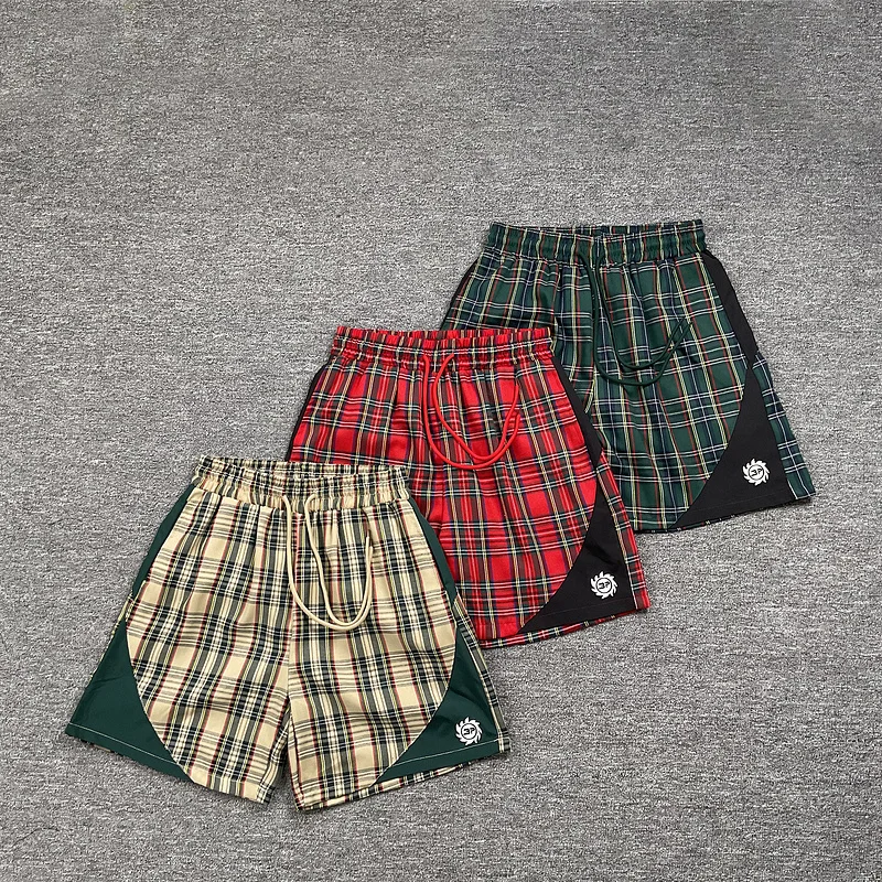 

Retro American High Street Loose Casual Plaid ort Pants Men's Summer Break Pl Casual orts Youth Vitali Sle