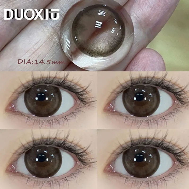 DuoXiu 1 Pair New Eyes  Myopia Contacts Lenses with lentile contact color Brown Lenses 1 Year service life Free Shipping