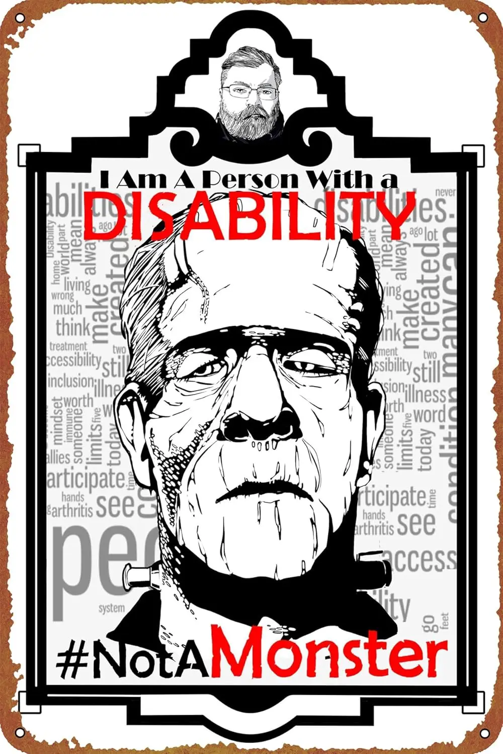 I am a Person with a Disability #NotAMonster Poster Retro Vintage Funny Metal tin Sign Outdoor Kitchen Decor Bar Pub Club C sign