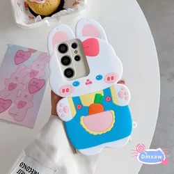 Cartoon Rabbit Phone Case For Samsung Galaxy S23 S22 S21 S20 Ultra Plus S23 Soft Silicone Back Cover Cute With Bracelet