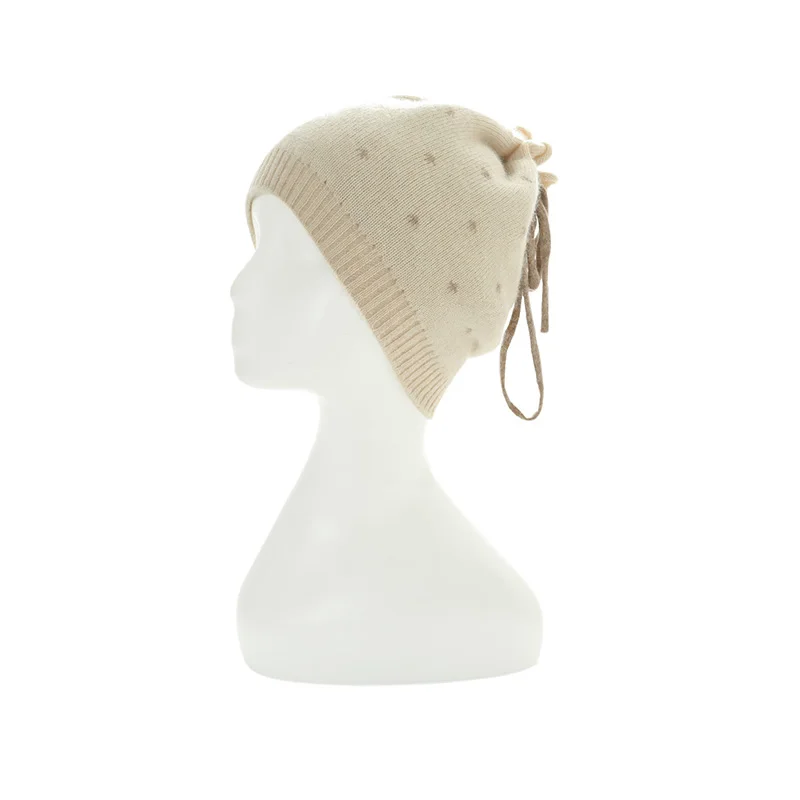 Autumn Winter 100% Cashmere Hat For Women Fashion drawstring design 4 colors to choose from the warm Pure Cashmere Hat