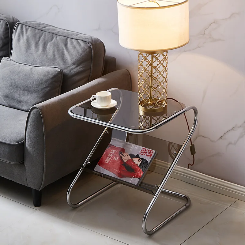 New Z-shaped Side Table Changhong Tempered Glass With Magazine Rack Corner Sofa Bedside With Side Table Household Items