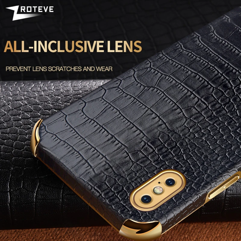 For iPhonex Case Zroteve Crocodile Leather Ring Holder Cover For iPhone X S XR XS Max 10 iPhoneXS iPhoneXR iPhone10 Phone Cases