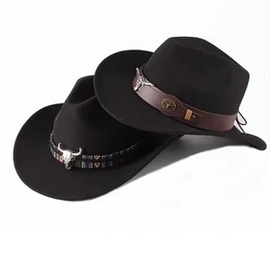 Westliche Cowboyhut -Männer schwarze Wolle, Gentleman Jazz Sombrero Hombre Cap, Papa Cowboyhut, neu, Größe 56 bis 58 cm 10 Hauptverkäufe Vaquejada Cap - №8